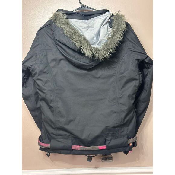 DC Snowboarding Pica-P Black Faux Fur Hooded Winter Coat Jacket Women's Small - Picture 12 of 13